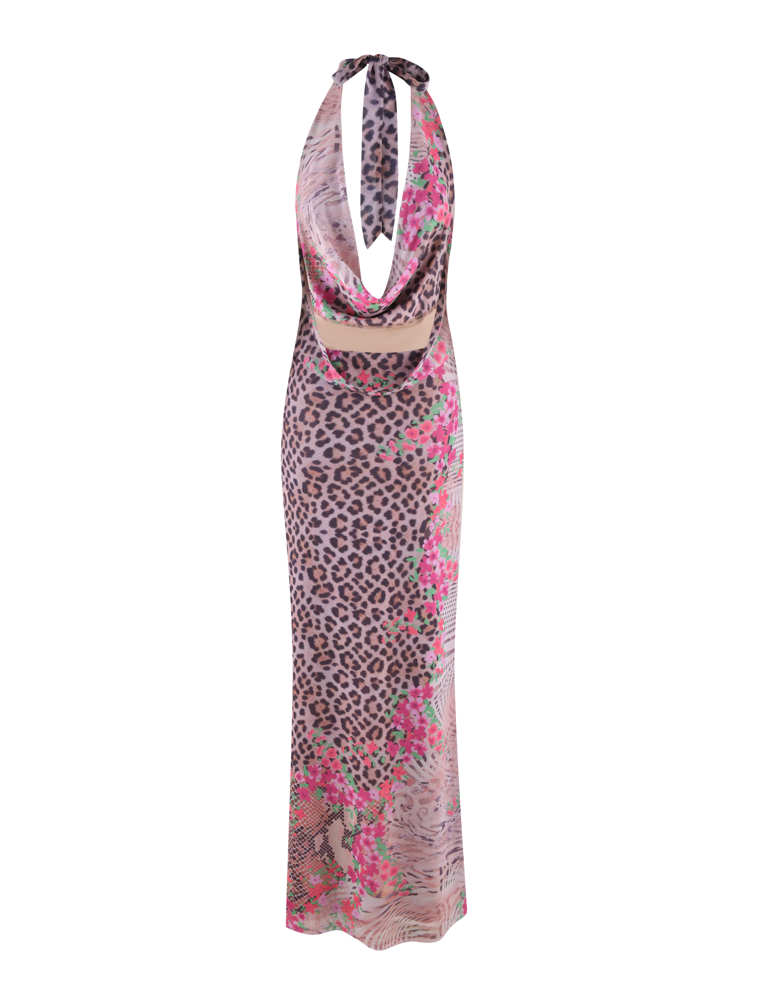 CATALINA MAXI DRESS - NEUTRAL : ANIMAL : ANIMAL FLORAL BORDER