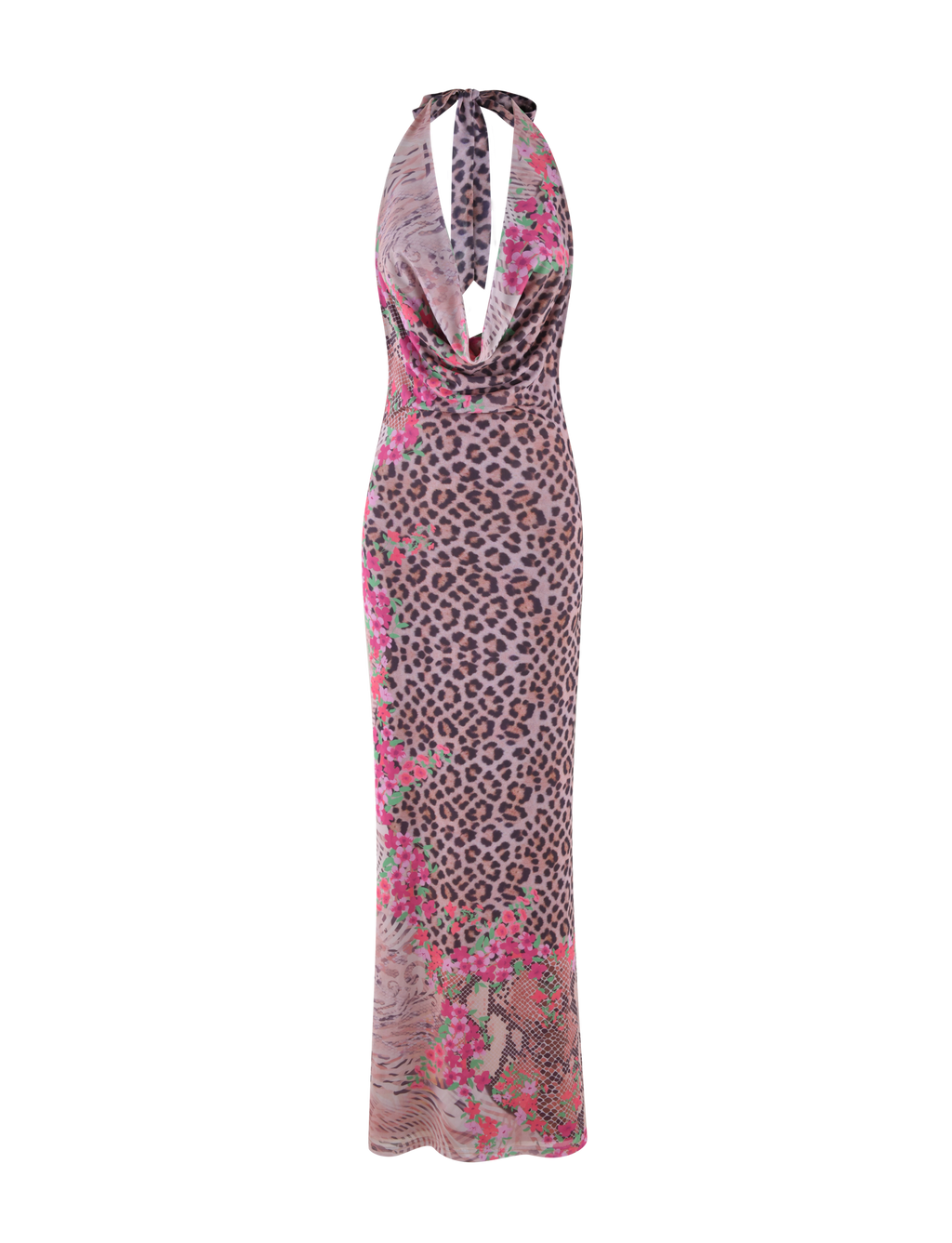 CATALINA MAXI DRESS - NEUTRAL : ANIMAL : ANIMAL FLORAL BORDER