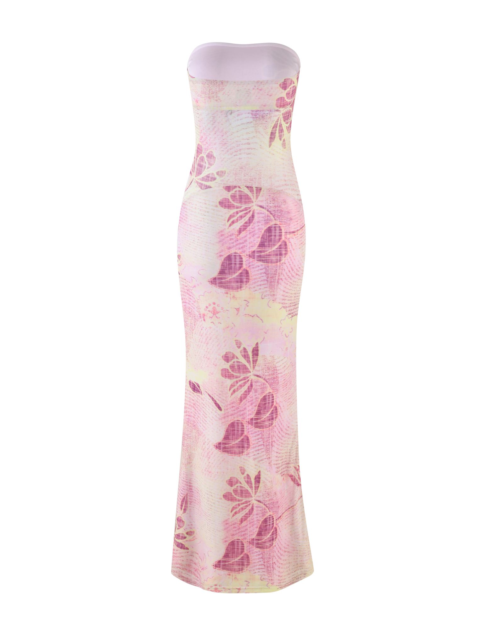 MORGAN MESH DRESS - GRUNGE FLORAL MAGENTA