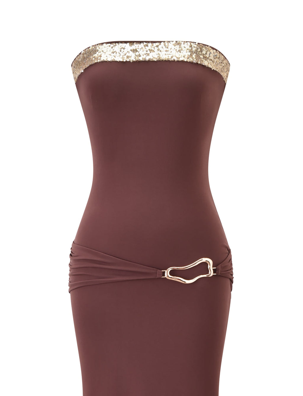 EOS SEQUIN TUBE MAXI DRESS - CINNAMON CHOCOLATE