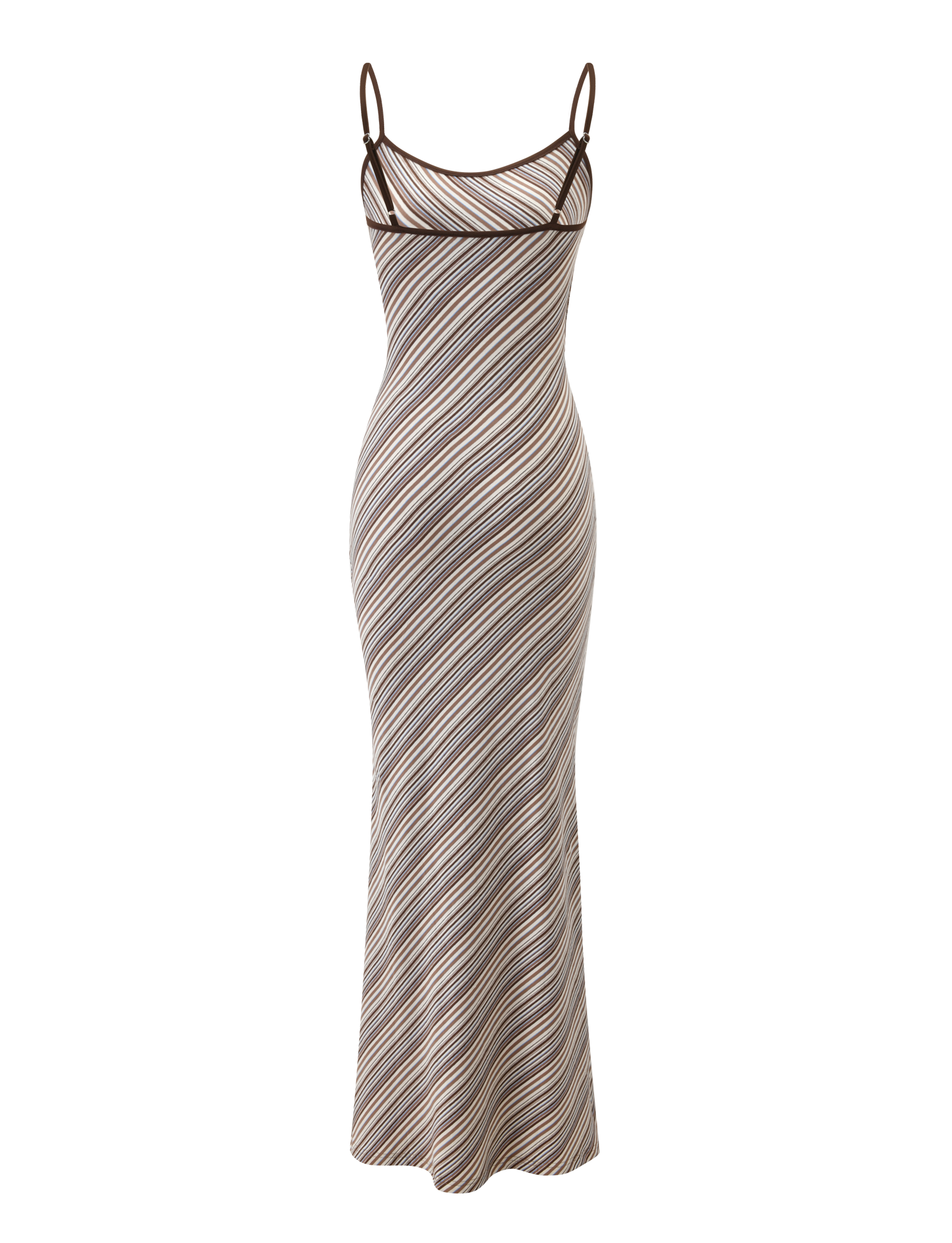 SLOANE MAXI DRESS - TAN AND CHOC STRIPE